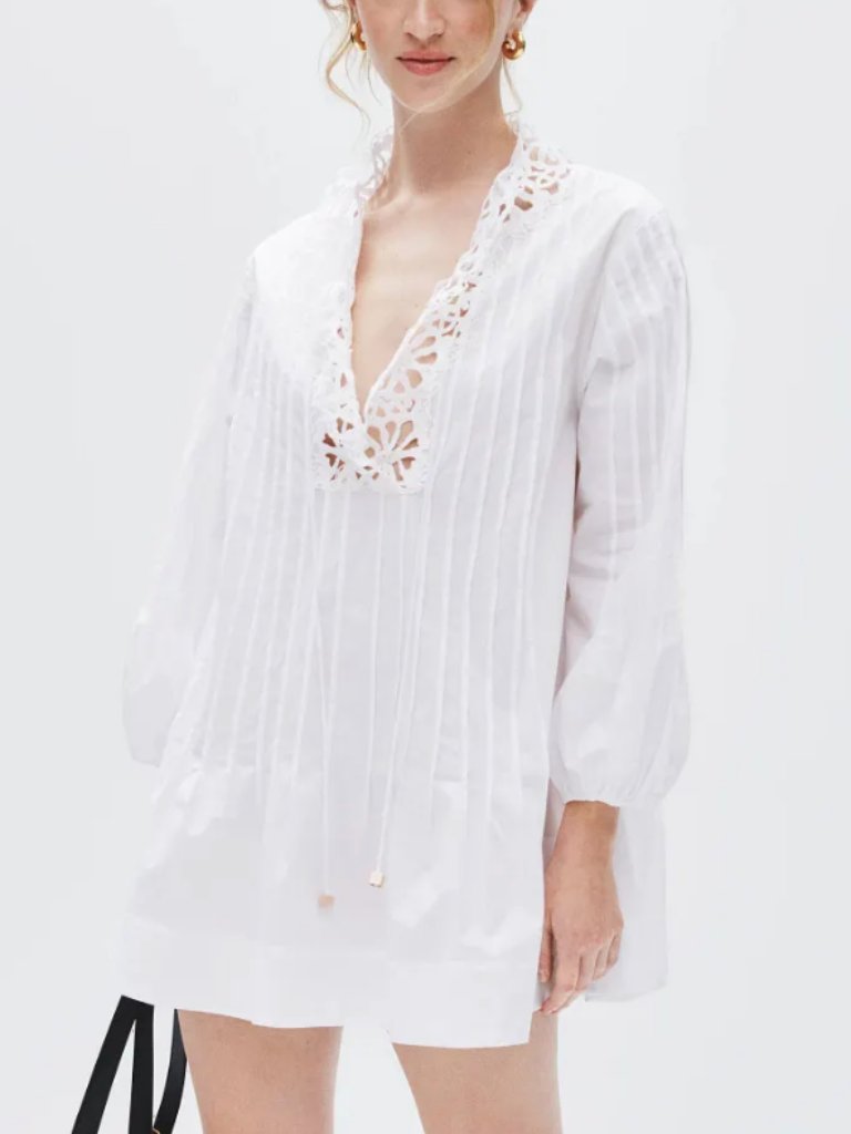 Sandro Lace Trim Mini Dress White Sz 36